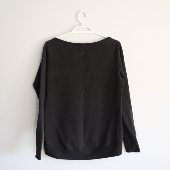 Lululemon Womens Meditate Black Sz 4 Activewear High-Low Wide Neck Sweatshirt - Picture 3 of 12